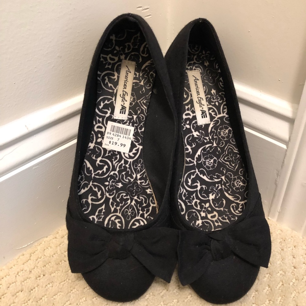 Black Bow-Knot Flats